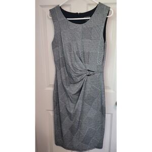 En Focus Studio Women's Black White Plaid Twist Front Sheath Dress Size 14‎  E17